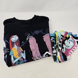 DISNEY THE NIGHTMARE BEFORE CHIRSTMAS BUNDLE BLACK SWEATSHIRT SOCK LOT UNISEX S